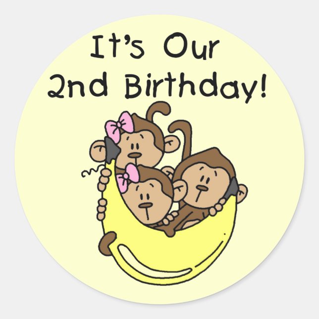 Adesivo Segundo Triplets - Duas Meninas e um Menino (Frente)