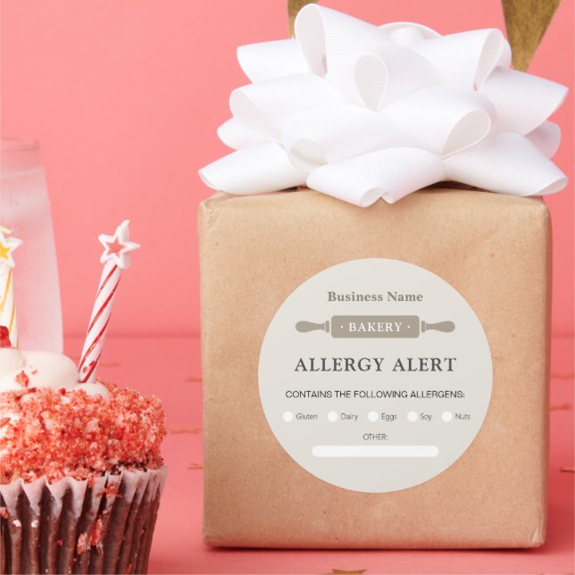 Adesivo Segurança comida Alerta de Alergia Pino Rolante (Festa)