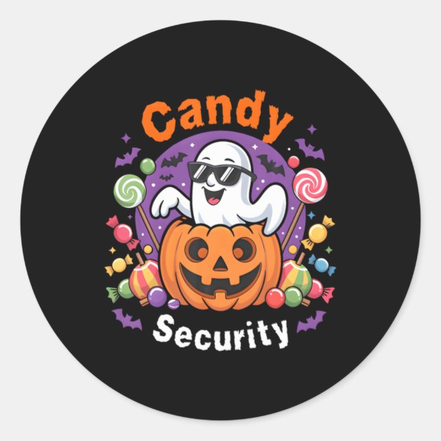Adesivo Segurança de Doce Abóbora Fantasma Halloween (Frente)