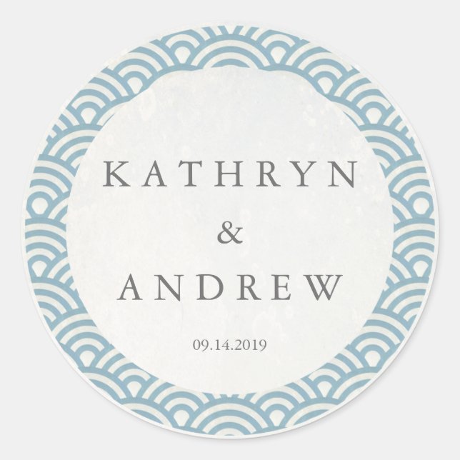 Adesivo Seigaiha Japonês Onda Nomes Personalizados+Casamen (Frente)