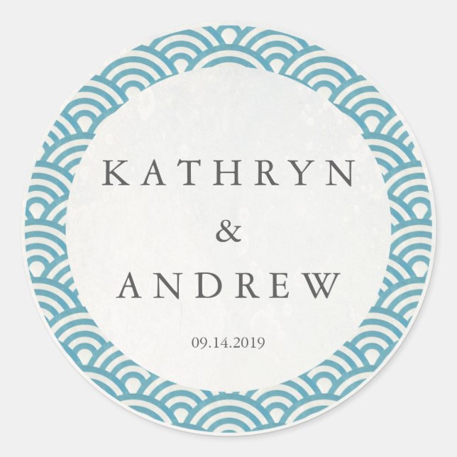 Adesivo Seigaiha Japonês Onda Nomes Personalizados+Casamen (Frente)