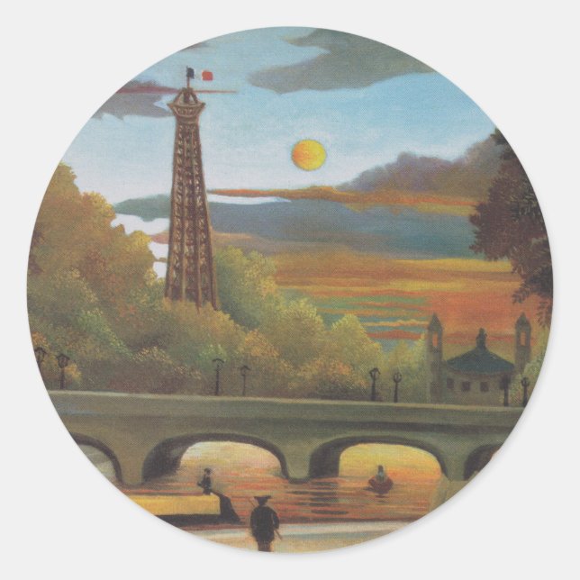 Adesivo Seine e Eiffel Tower no Sunset por Henri Rousseau (Frente)