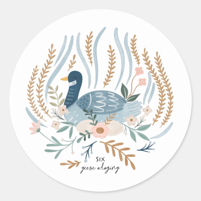 Adesivo Seis gansos jogando 12 dias de folga de Natal (Frente)