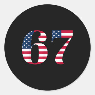 Adesivo Seis Sete 67 Meme Engraçado Bandeira Americana Hal
