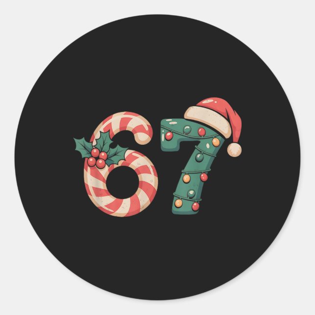 Adesivo Seis Sete 67 Meme Natal  (Frente)