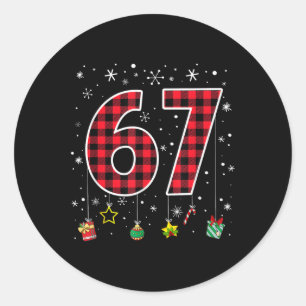Adesivo Seis Sete 6 7 Meme 67 Natal Xadrez Vermelho Xm Div