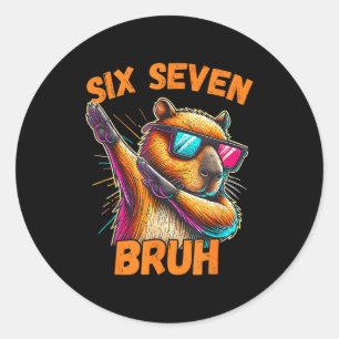Adesivo Seis Sete Bruh 67 Capivara Vintage Engraçado Prese