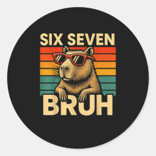 Adesivo Seis Sete Bruh Capivara Retro Vintage Engraçado 67