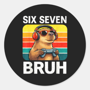 Adesivo Seis Sete Bruh Capivara Retro Vintage Engraçado 67