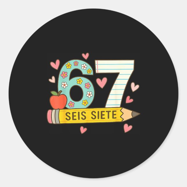 Adesivo Seis Siete Spanish 67 Funny Six Seven Espanol Funn (Frente)