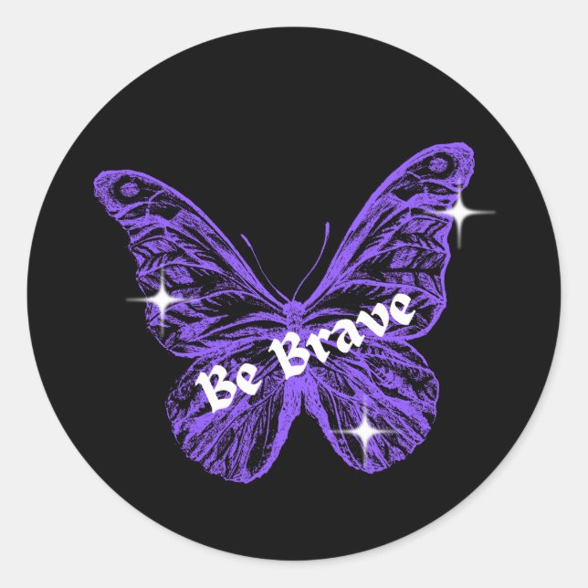 Adesivo Seja Brave Butterfly Classker Round Sticker (Frente)
