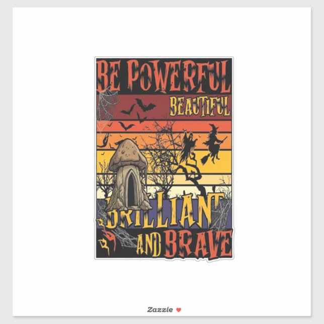 Adesivo Seja Cogumelo de Halloween Poderoso Belo Brilhante (Folha)
