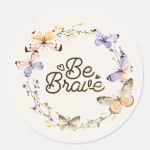 Adesivo Seja Corajoso, Borboletas Amarelas Roxas