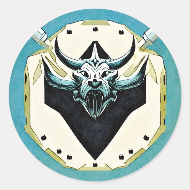 Adesivo Seja destemido como os Vikings, com escudo na mão (Frente)