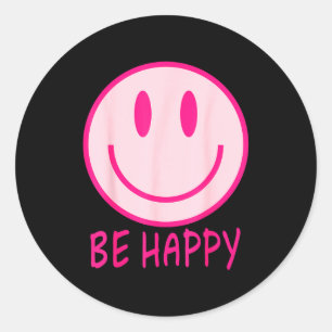 Adesivo Seja feliz anos 70 80 sorriso cor-de-rosa face fel