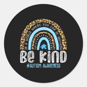Adesivo Seja gentil Autismo Conscientista Leopard Rainbow