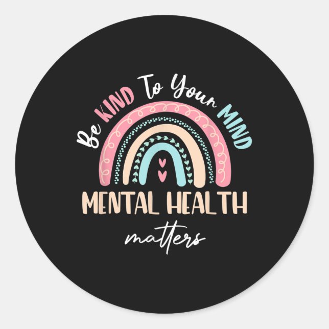 Adesivo Seja gentil com a sua mente Saúde Mental como cons (Frente)