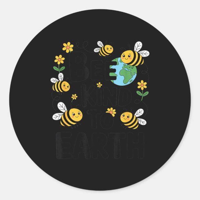 Adesivo Seja gentil com a terra - abelhas fofas flores pla (Frente)