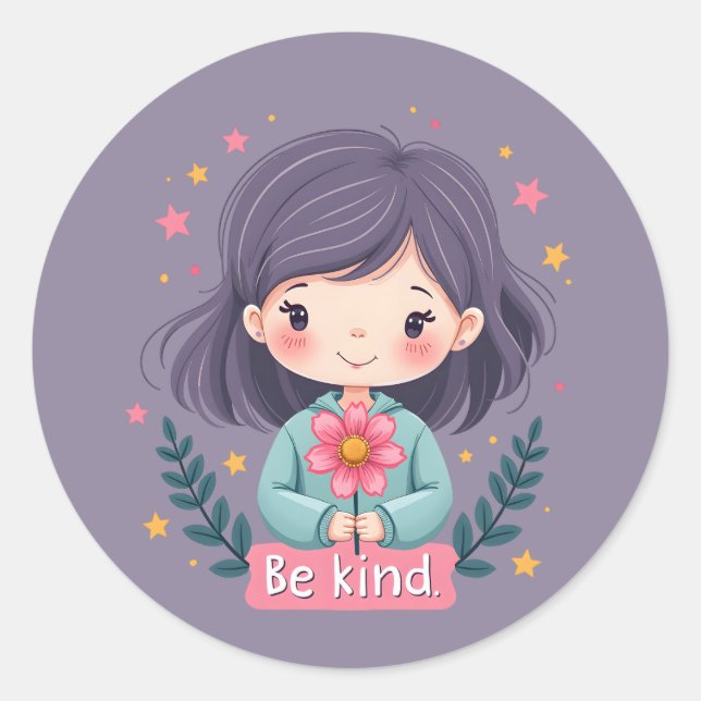 Adesivo Seja gentil com uma garota bonita com arte positiv (Frente)