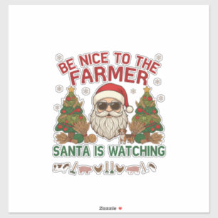 Adesivo Seja Legal Fazendeiro Papai Noel Animais de Fazend
