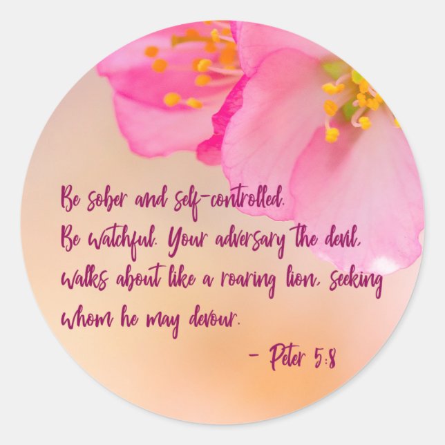Adesivo Seja Sóbrio E Cristão Floral Autocontrolado (Frente)