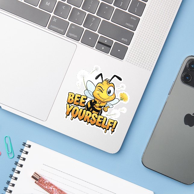 Adesivo Seja Você Abelha (Notebook com iPhone)