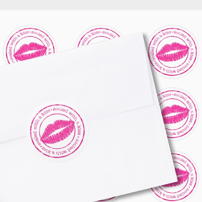 Adesivo Selado com um Beijo Selo de Envelope de Lábios Ros (Sealed with a kiss stickers just for you)