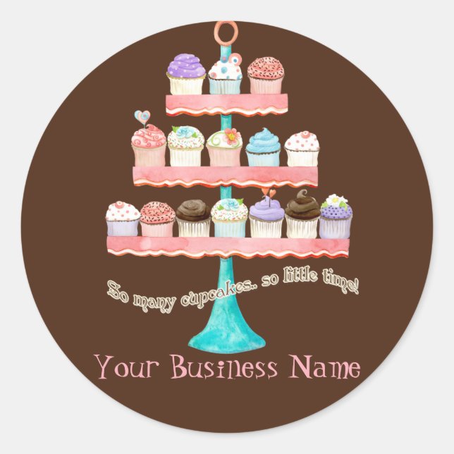 Adesivo Selagem de Cupcake Personalizado de Doces Comercia (Frente)