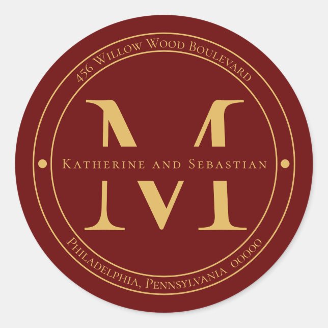 Adesivo Selagem de endereço de retorno do monograma minima (Frente)