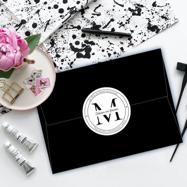 Adesivo Selagem de endereço de retorno do monograma minima (Criador carregado)