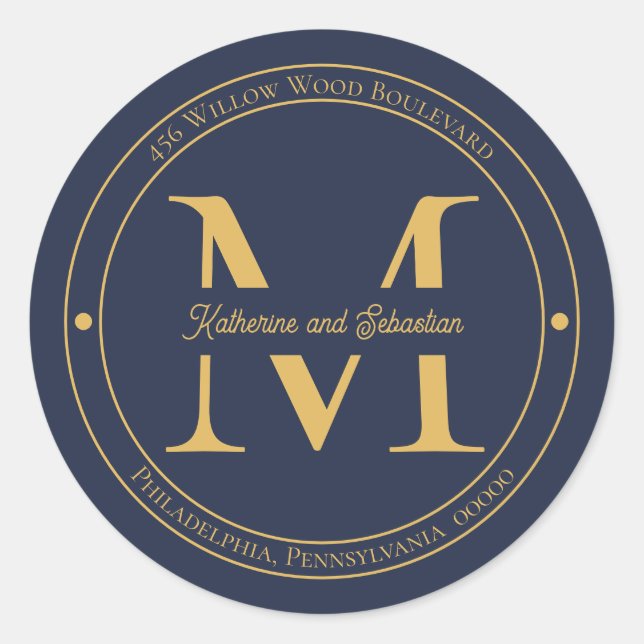 Adesivo Selagem de endereço de retorno do monograma minima (Frente)