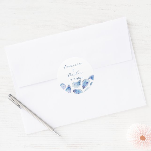 Adesivo Selagem de Envelope de Casamento de Cor Azul Ostra (Envelope)