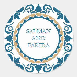 Adesivo Selagem de Envelope de Mosaico Persa Azul Elegante