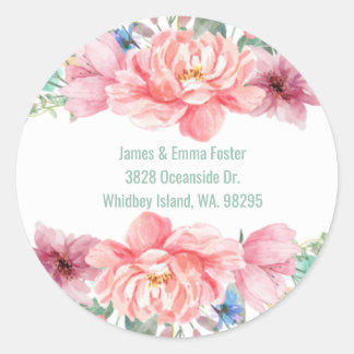 Adesivo Selagem de Envelope Floral de Aquarela