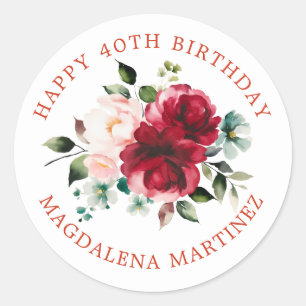 Adesivo Selagem de Envelope Personalizado Floral de aniver