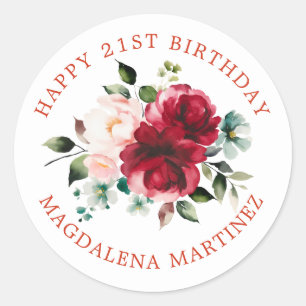 Adesivo Selagem de Envelope Personalizado Floral de aniver