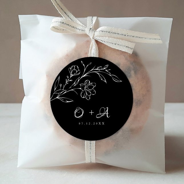 Adesivo Selagens de envelopes de casamento elegante preto (Criador carregado)