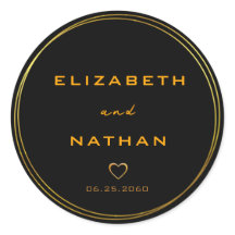 Selantes de envelopes Dourados de casamento preto 