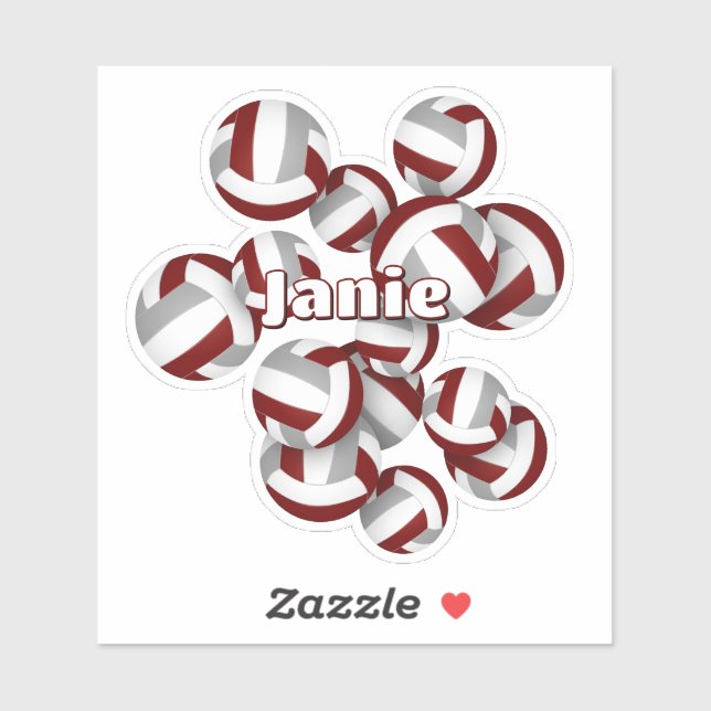 Adesivo seleção de cinzas de maroon cores volleybolas (Folha)