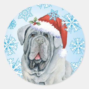 Adesivo Seletor clássico redondo de Feliz Howlidays Mastin