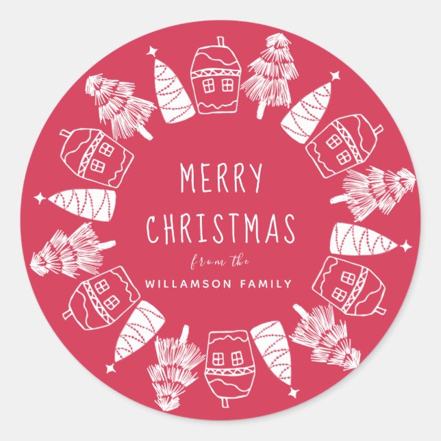 Adesivo Seletor de Envelope Personalizado de Natal Vermelh (Frente)