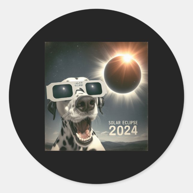 Adesivo Selfie Dalmaciano Mens Cão Eclipse Solar (Frente)