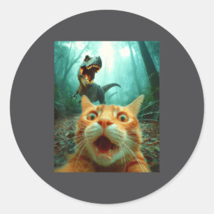 Adesivo Selfie de Gato com Dinossauro T-rex Dino Homens Mu