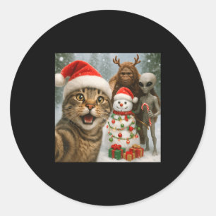 Adesivo Selfie De Gato De Natal Engraçado Com Alienígena D