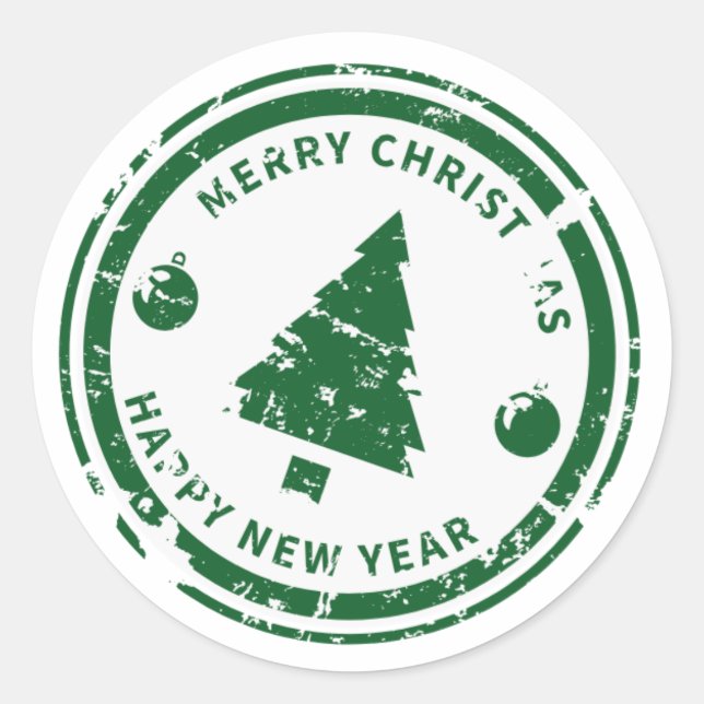 Adesivo Selo Angustiado Árvore de Natal Verde Feriado (Frente)