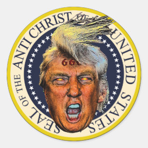 Adesivo Selo Anti-Presidente Trump do Anti-Cristo