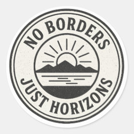 Adesivo Selo Antigo – “Sem Fronteiras, Apenas Horizontes”.