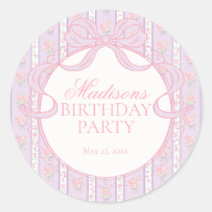 Adesivo Selo Circular de Aniversário Floral Chique Vintage