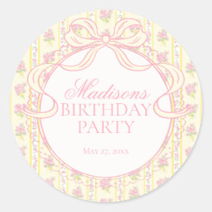 Adesivo Selo Circular de Aniversário Floral Elegante Vinta