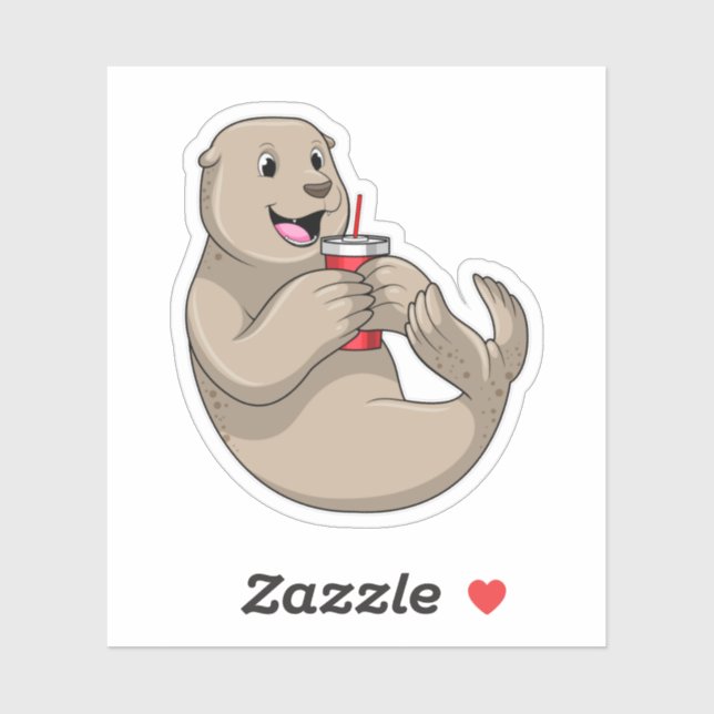 Adesivo Selo com Caneca com Canudo (Folha)